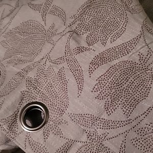 Imperial jacquard grommet curtains in light blue grey with floral detail 54 x 84